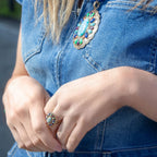 Concho Colorful Golden Statement Ring by Barse Jewelry