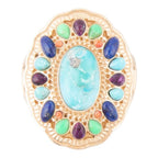 Concho Colorful Golden Statement Ring by Barse Jewelry