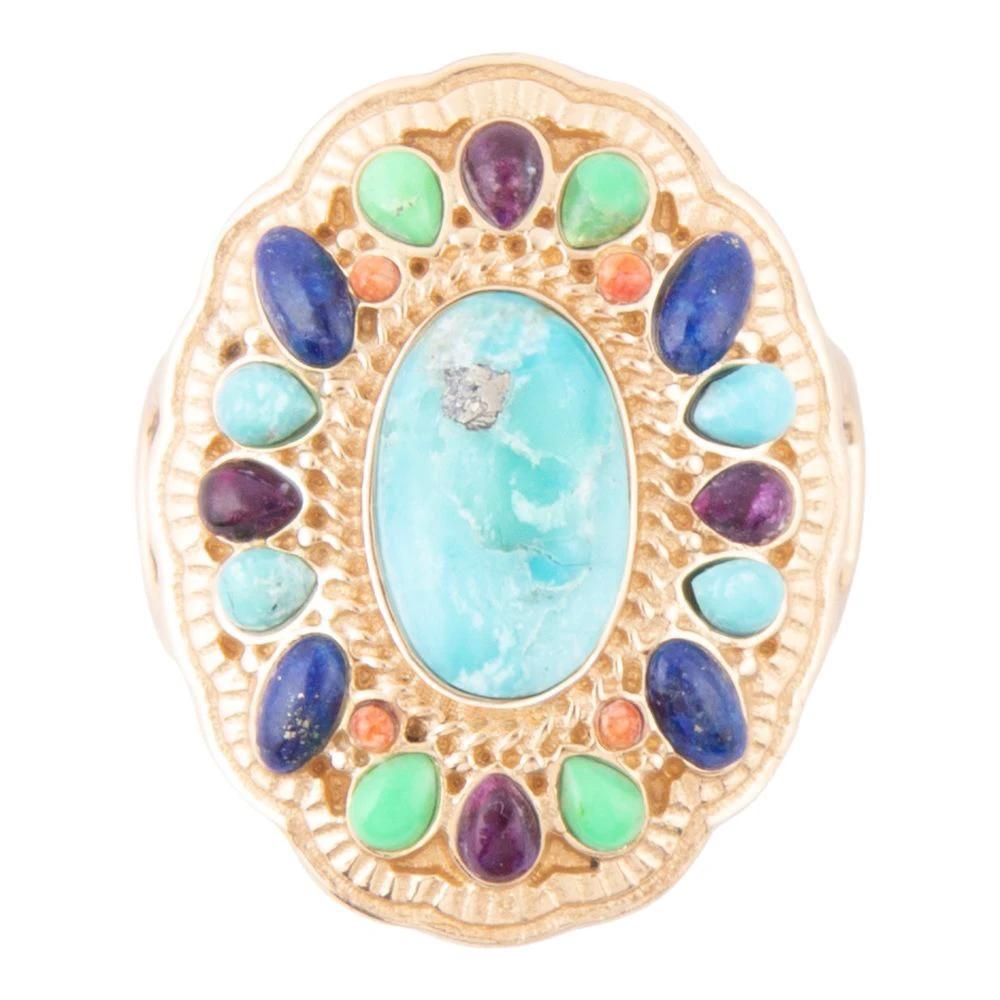 Concho Colorful Golden Statement Ring by Barse Jewelry