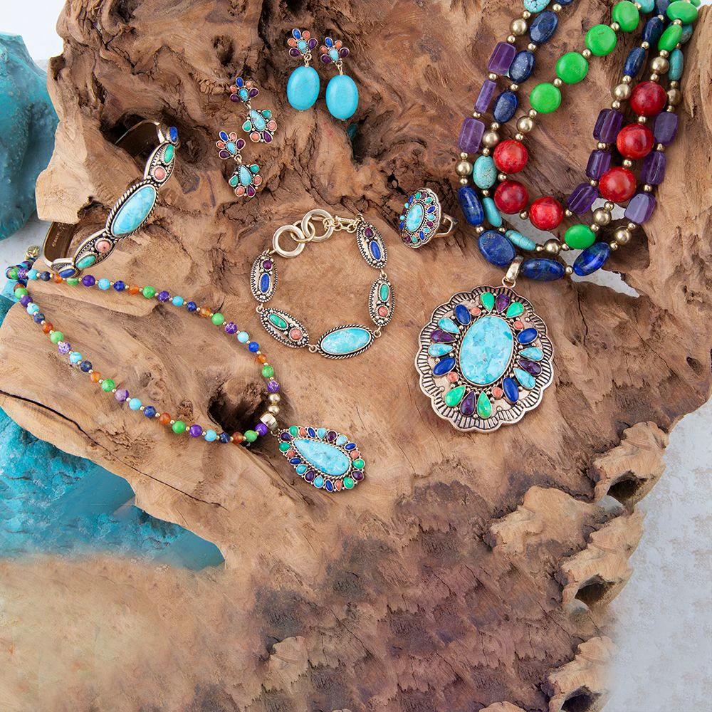 Concho Colorful Golden Link Bracelet by Barse Jewelry