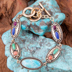 Concho Colorful Golden Link Bracelet by Barse Jewelry