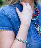 Concho Colorful Golden Link Bracelet by Barse Jewelry