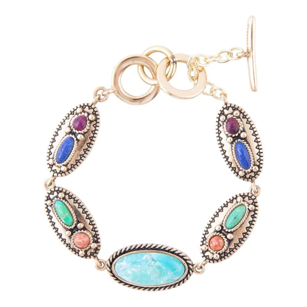 Concho Colorful Golden Link Bracelet by Barse Jewelry