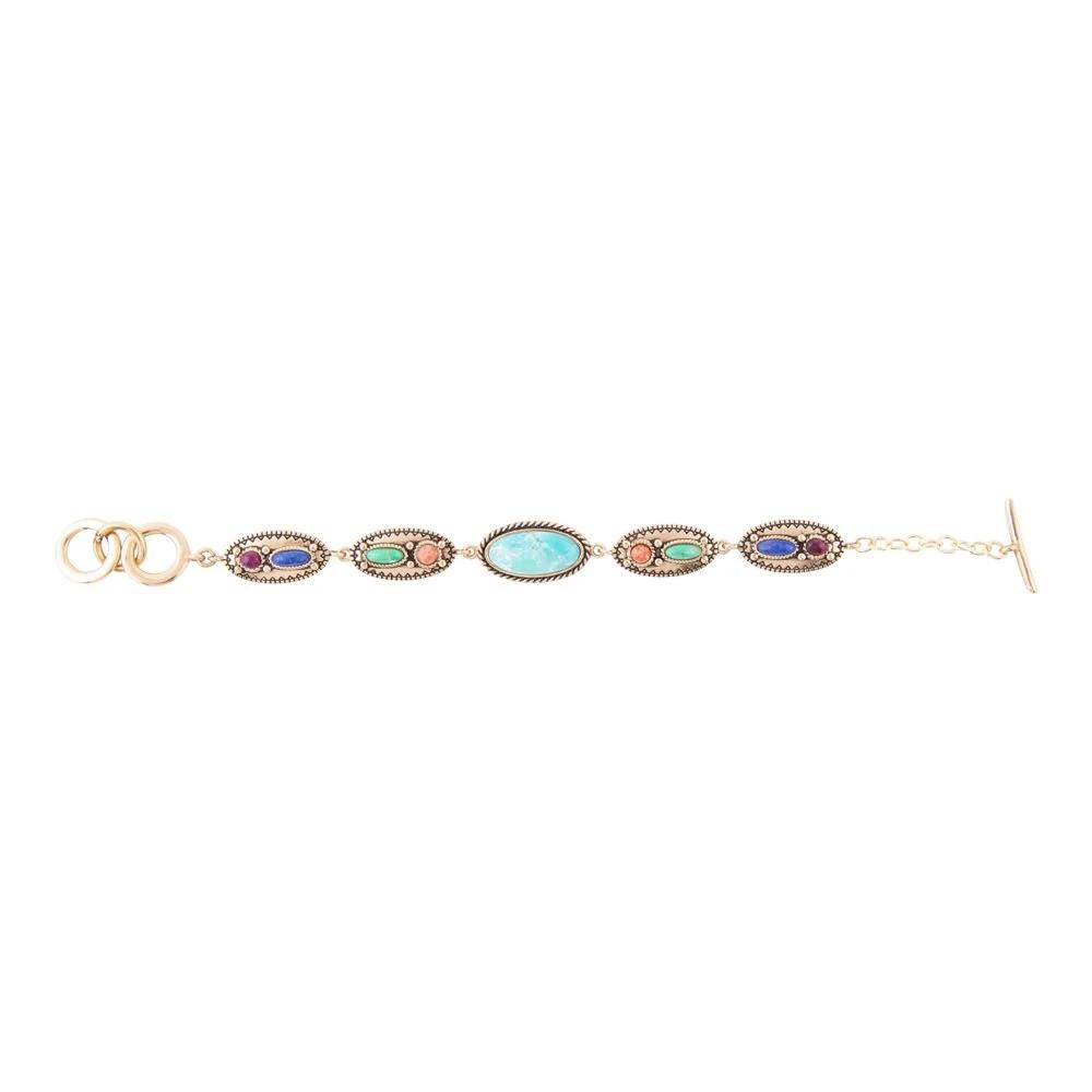 Concho Colorful Golden Link Bracelet by Barse Jewelry