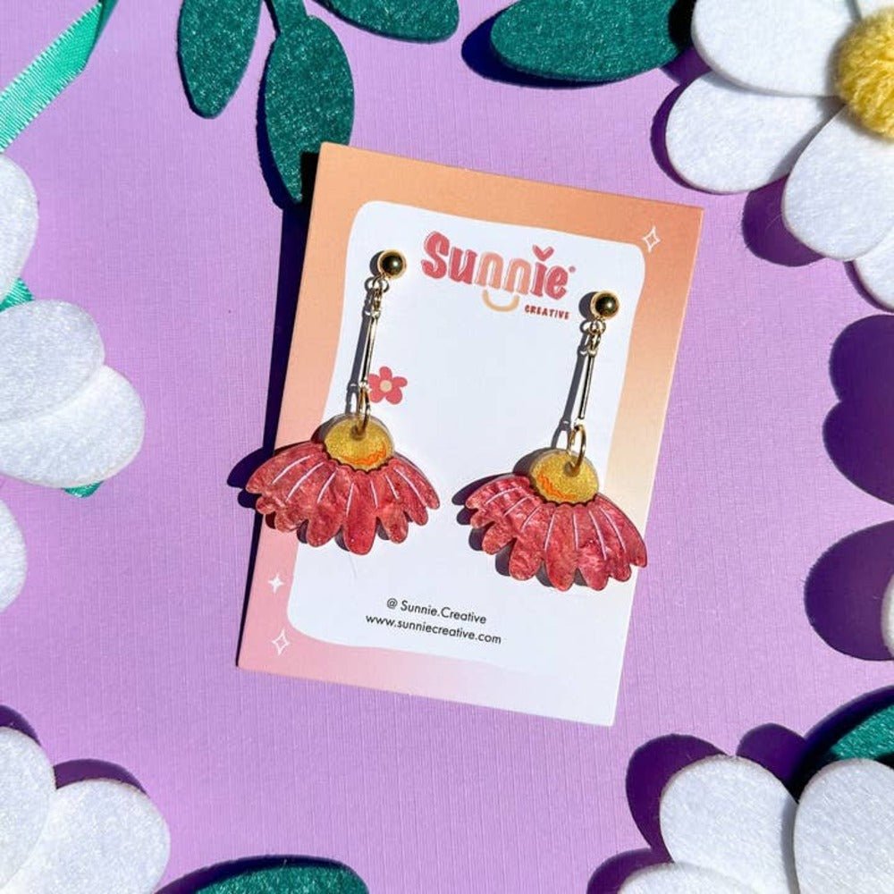 Coneflower Bloom Acrylic Earrings Earrings and Accessories La Vie Bien Coneflower Bloom Acrylic Earrings