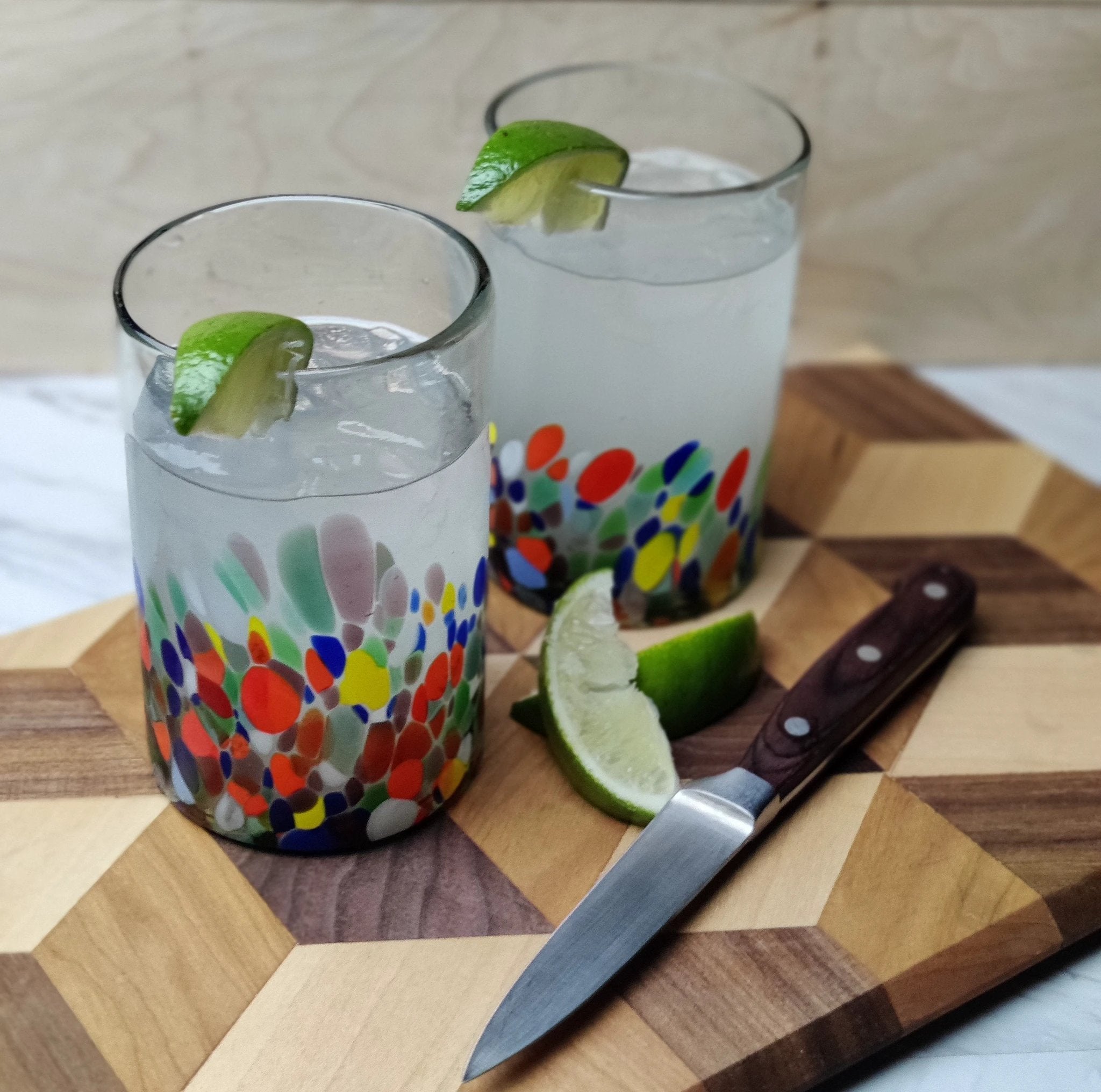 Confetti Carmen Design Drinking Glasses - Set of 6 (14 oz each) by Dos Sueños