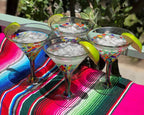 Confetti Carmen Design Modern Margarita Glasses - Martini Style - Set of 4 (12 oz each) by Dos Sueños