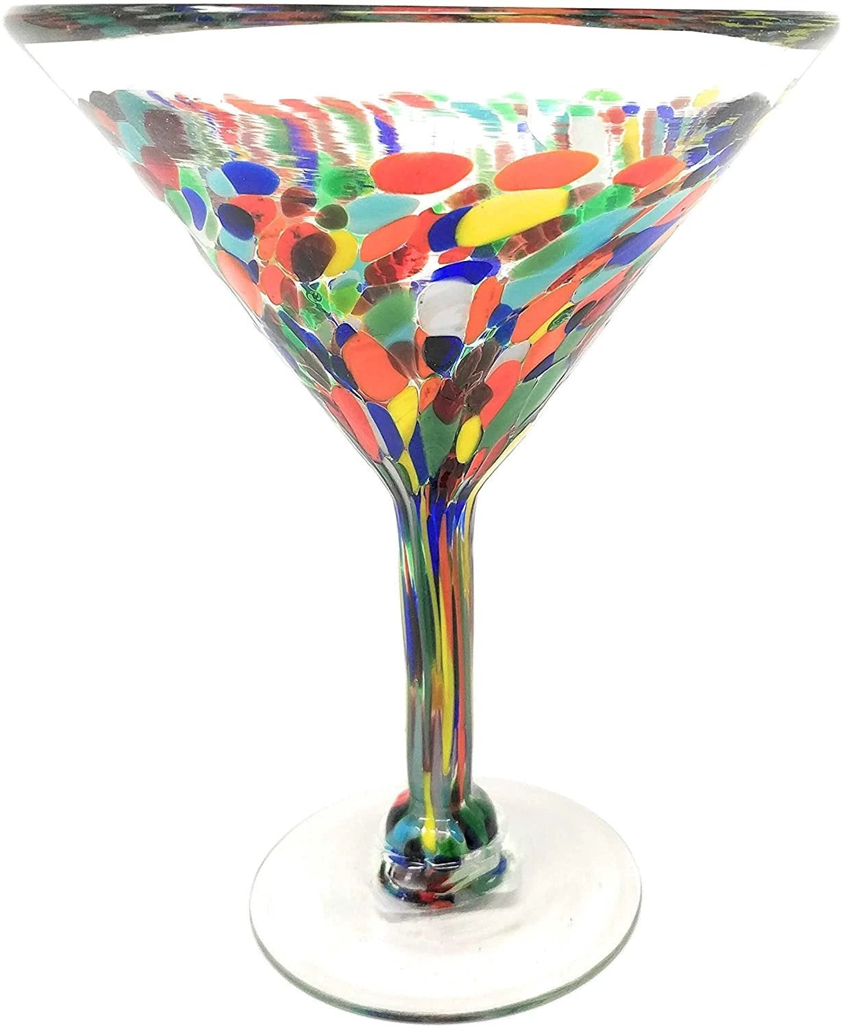 Confetti Carmen Design Modern Margarita Glasses - Martini Style - Set of 4 (12 oz each) by Dos Sueños