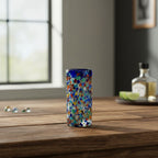 Confetti Double Shot Glass | Hand Blown Mexican Blue Rim Mexican Shot Glass La Vie Bien Confetti Double Shot Glass | Hand Blown Mexican Blue Rim