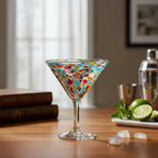 Confetti Pebbled Martini Glass | Hand-Blown Mexican Barware Mexican Margarita Glass La Vie Bien Confetti Pebbled Martini Glass | Hand-Blown Mexican Barware