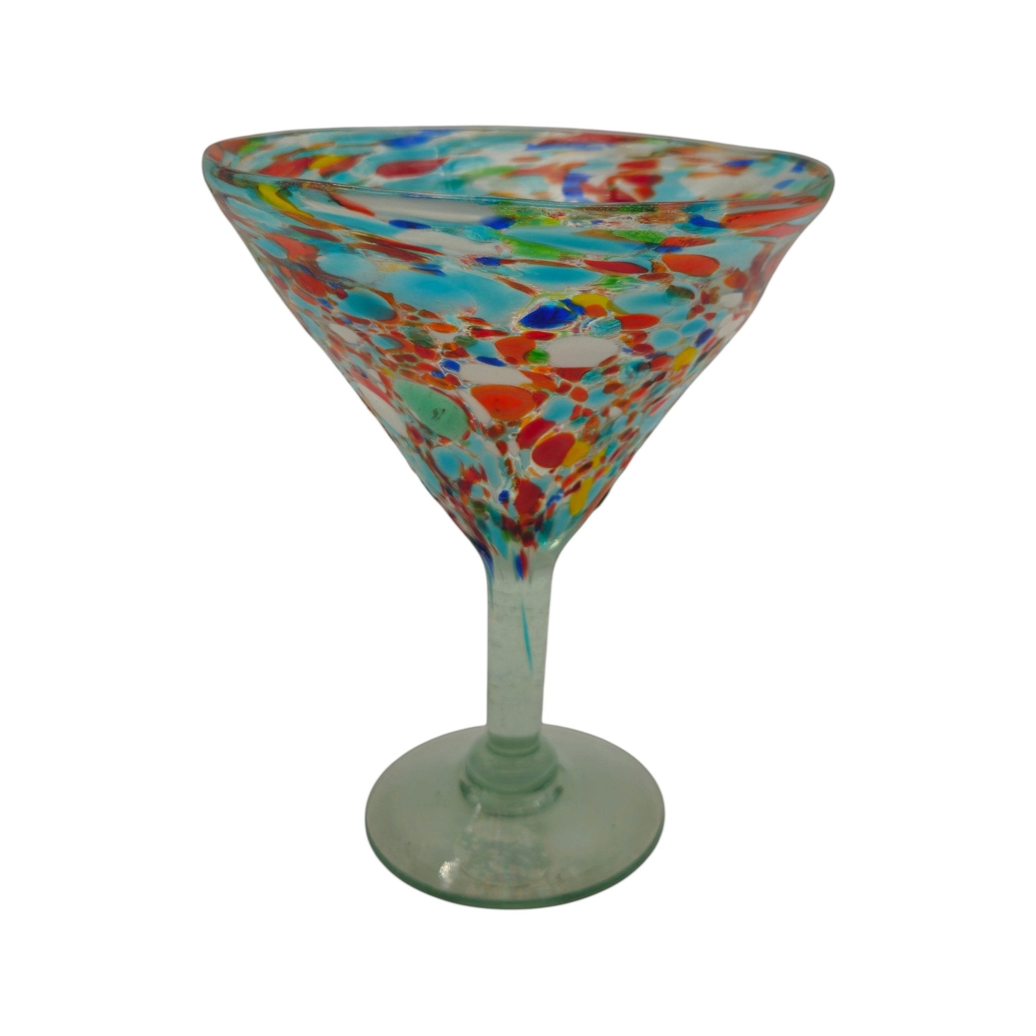Confetti Pebbled Martini Glass | Hand-Blown Mexican Barware Mexican Margarita Glass La Vie Bien Confetti Pebbled Martini Glass | Hand-Blown Mexican Barware