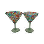 Confetti Pebbled Martini Glass | Hand-Blown Mexican Barware Mexican Margarita Glass La Vie Bien Confetti Pebbled Martini Glass | Hand-Blown Mexican Barware