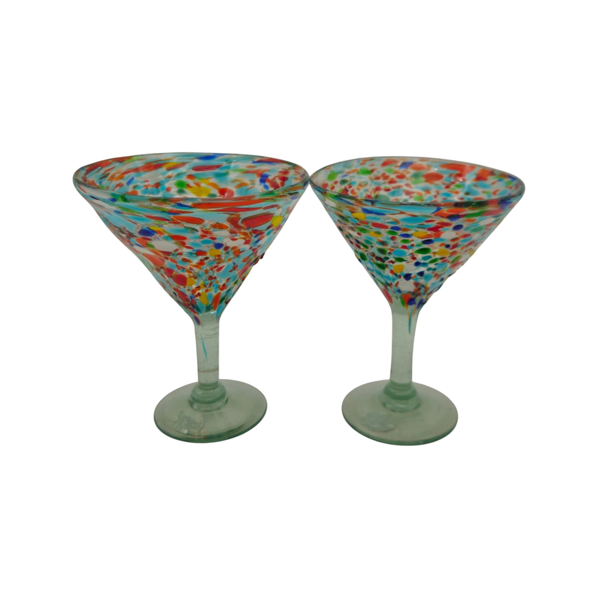Confetti Pebbled Martini Glass | Hand-Blown Mexican Barware Mexican Margarita Glass La Vie Bien Confetti Pebbled Martini Glass | Hand-Blown Mexican Barware