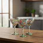 Confetti Pebbled Martini Glass | Hand-Blown Mexican Barware Mexican Margarita Glass La Vie Bien Confetti Pebbled Martini Glass | Hand-Blown Mexican Barware
