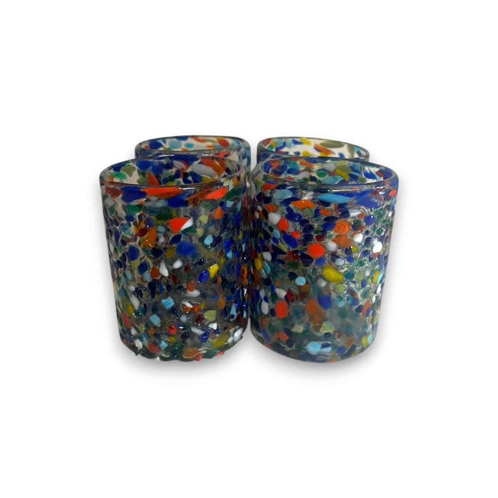 Confetti Pebbled Tumbler | Hand - Blown Mexican Glassware Mexican Drinking Glass La Vie Bien Confetti Pebbled Tumbler | Hand - Blown Mexican Glassware