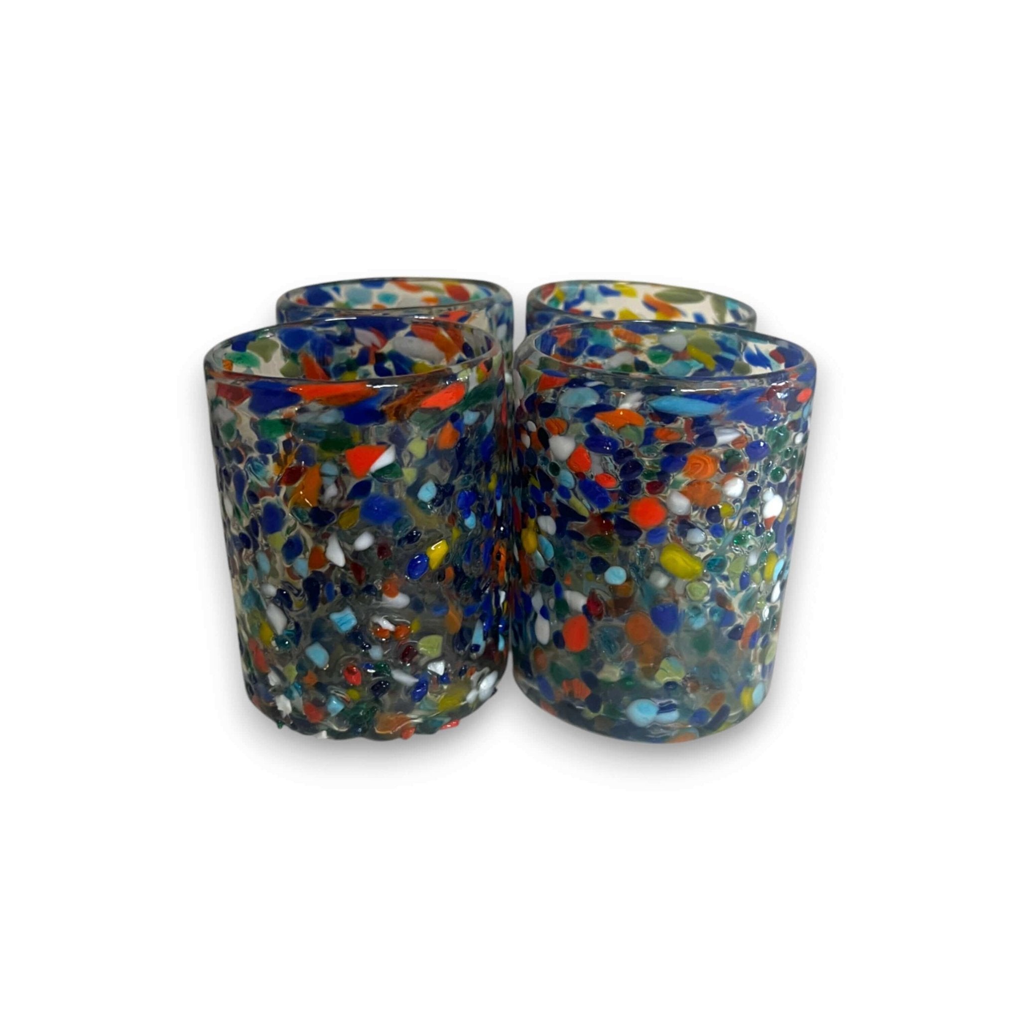 Confetti Pebbled Tumbler | Hand - Blown Mexican Glassware Mexican Drinking Glass La Vie Bien Confetti Pebbled Tumbler | Hand - Blown Mexican Glassware