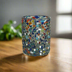 Confetti Pebbled Tumbler | Hand - Blown Mexican Glassware Mexican Drinking Glass La Vie Bien Confetti Pebbled Tumbler | Hand - Blown Mexican Glassware