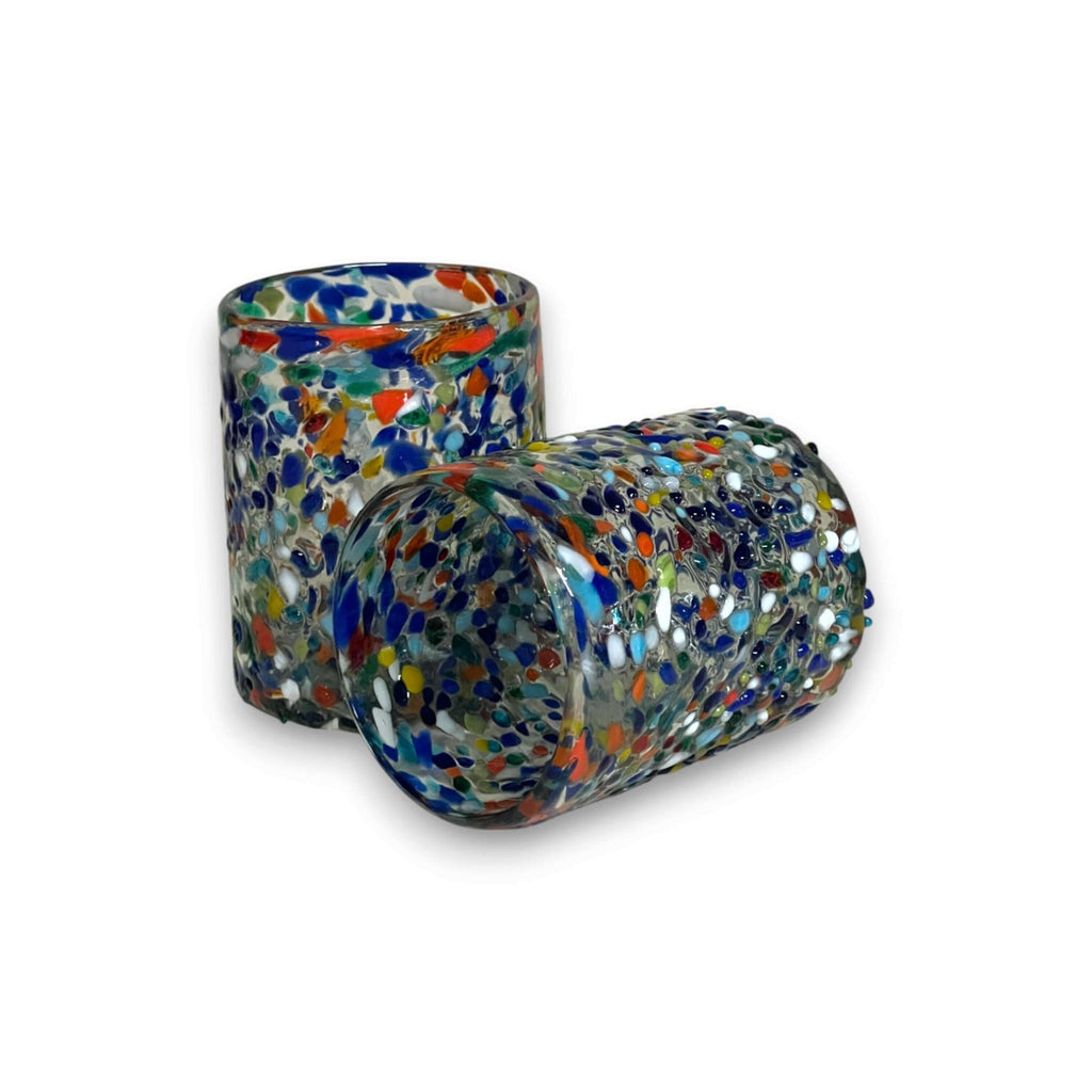 Confetti Pebbled Tumbler | Hand-Blown Mexican Glassware Mexican Drinking Glass La Vie Bien Confetti Pebbled Tumbler | Hand-Blown Mexican Glassware