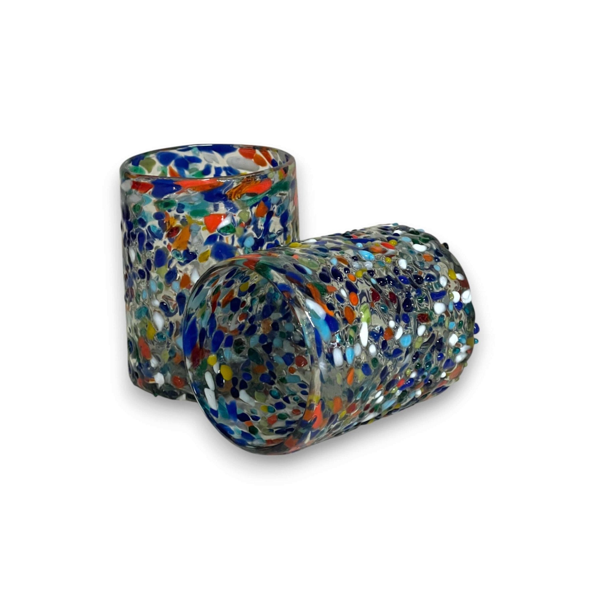 Confetti Pebbled Tumbler | Hand-Blown Mexican Glassware Mexican Drinking Glass La Vie Bien Confetti Pebbled Tumbler | Hand-Blown Mexican Glassware