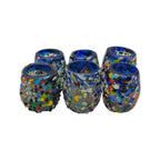 Confetti Rimmed Shot Glass | Hand-Blown Mexican Glassware with Blue Rim Mexican Shot Glass La Vie Bien Confetti Rimmed Shot Glass | Hand-Blown Mexican Glassware with Blue Rim