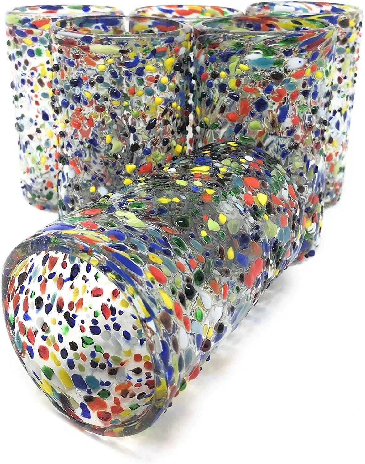 Confetti Rock Design Drinking Glasses - Set of 6 (14 oz each) by Dos Sueños