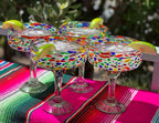 Confetti Rock Margarita Glasses - Set of 4 (16 oz each) by Dos Sueños