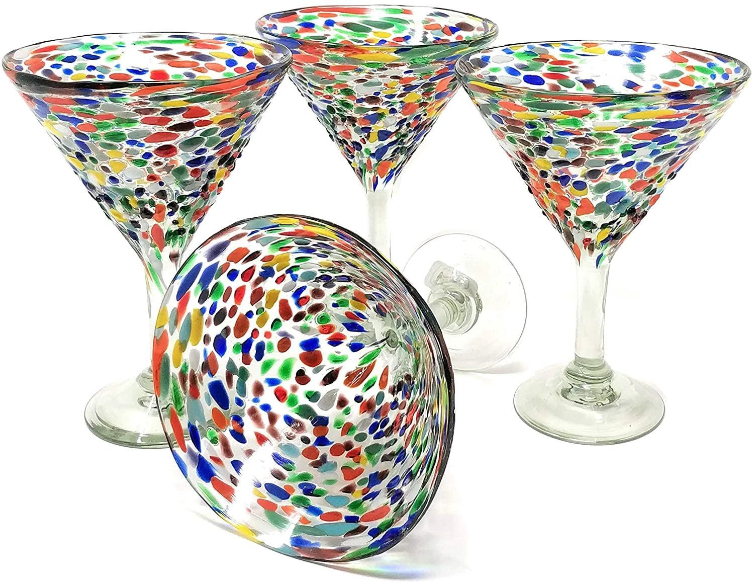 Confetti Rock Modern Margarita Glasses - Martini Style - Set of 4 (12 oz each) by Dos Sueños