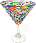 Confetti Rock Modern Margarita Glasses - Martini Style - Set of 4 (12 oz each) by Dos Sueños