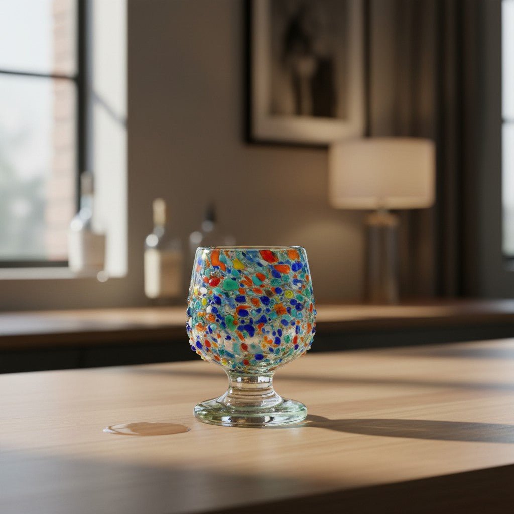 Confetti Rock Shot Glass | Handcrafted Mexican Cognac-Style Glass Mexican Shot Glass La Vie Bien Confetti Rock Shot Glass | Handcrafted Mexican Cognac-Style Glass