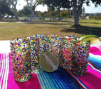 Confetti Rock Tequila Shot Glasses - Set of 6 (2 oz each) by Dos Sueños