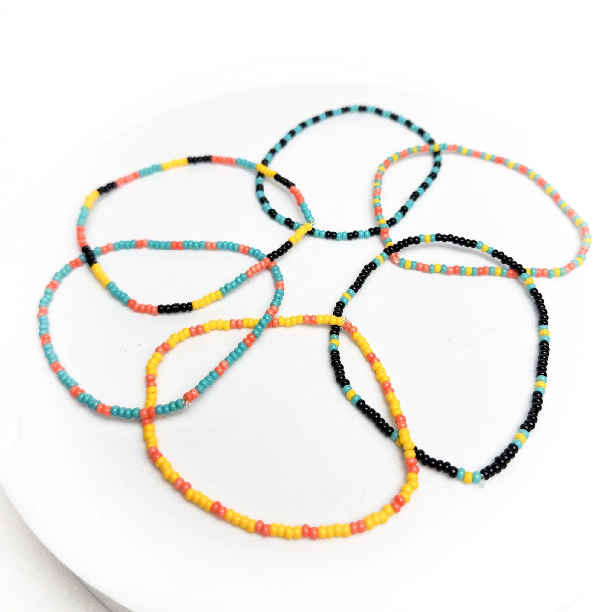 Confetti Seed Bead Bracelets - Set of 6 by Upavim Crafts
