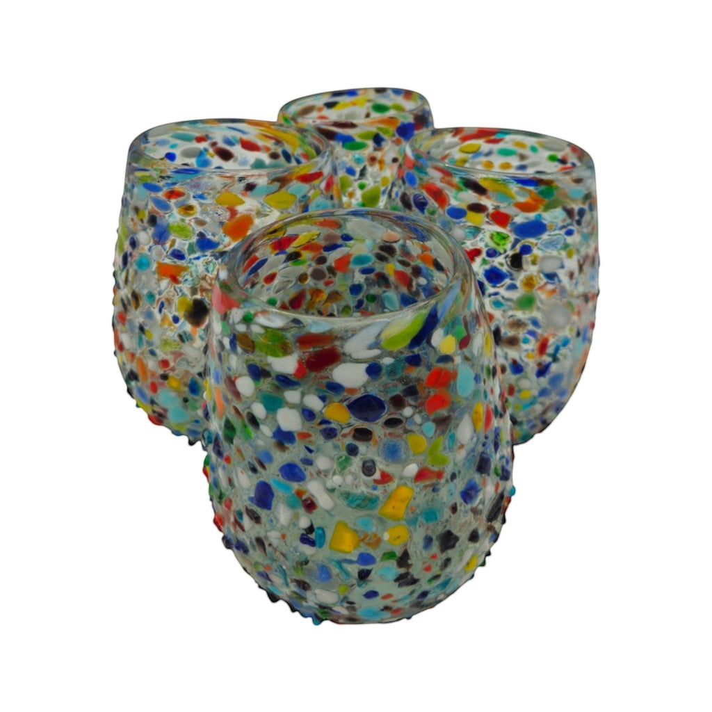 Confetti Stemless Wine Glass | Hand-Blown Mexican Pebbled Cup Mexican Wine Glass La Vie Bien Confetti Stemless Wine Glass | Hand-Blown Mexican Pebbled Cup
