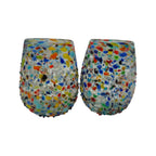 Confetti Stemless Wine Glass | Hand-Blown Mexican Pebbled Cup Mexican Wine Glass La Vie Bien Confetti Stemless Wine Glass | Hand-Blown Mexican Pebbled Cup