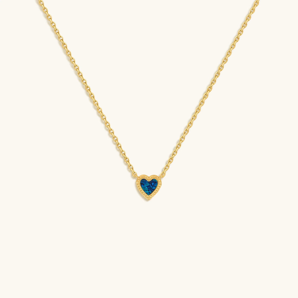Confident Soul Lab Blue Opal Heart Gold Necklace by Karma and Luck