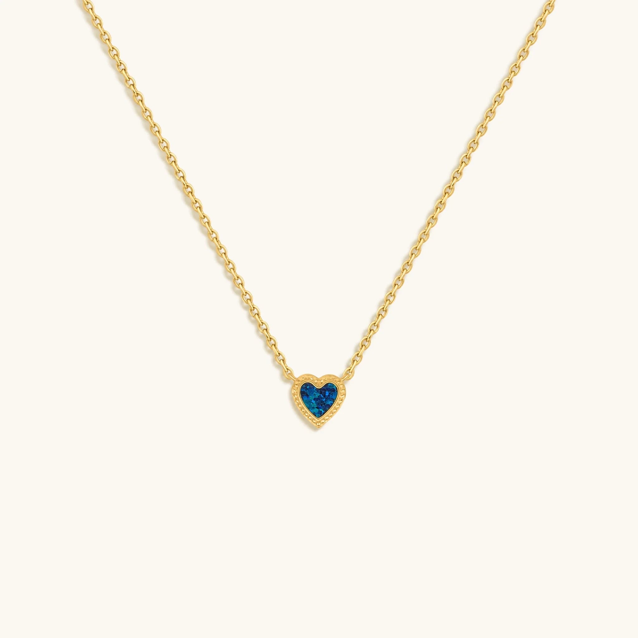 Confident Soul Lab Blue Opal Heart Gold Necklace by Karma and Luck