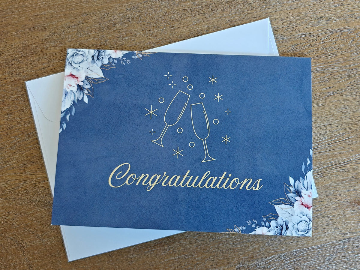 Congratulations champagne glasses Greeting card, for engagements or celebrations. Blank inside with envelope Paper products La Vie Bien Congratulations champagne glasses Greeting card, for engagements or celebrations. Blank inside with envelope