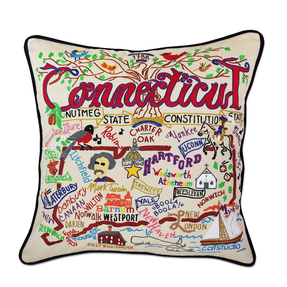 Connecticut Hand - Embroidered Pillow Pillows La Vie Bien Connecticut Hand - Embroidered Pillow