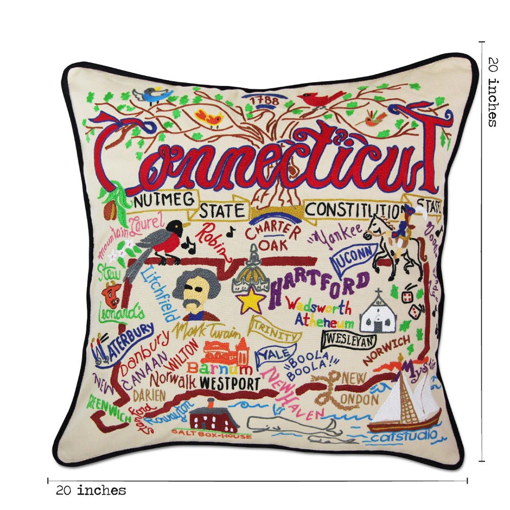Connecticut Hand - Embroidered Pillow Pillows La Vie Bien Connecticut Hand - Embroidered Pillow