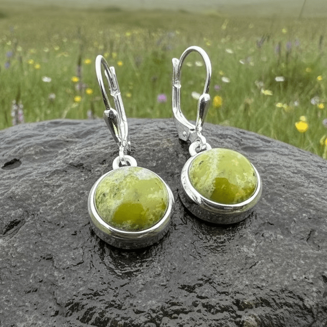 Connemara Marble Irish Anamchara Earrings in Sterling Silver Dangle Earrings La Vie Bien Connemara Marble Irish Anamchara Earrings in Sterling Silver