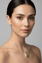 Connemara Marble Irish Rectangle Necklace in Sterling Silver Pendant La Vie Bien Connemara Marble Irish Rectangle Necklace in Sterling Silver
