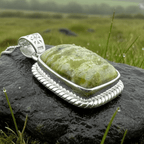 Connemara Marble Irish Rectangle Necklace in Sterling Silver Pendant La Vie Bien Connemara Marble Irish Rectangle Necklace in Sterling Silver