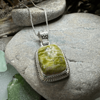 Connemara Marble Irish Rectangle Necklace in Sterling Silver Pendant La Vie Bien Connemara Marble Irish Rectangle Necklace in Sterling Silver