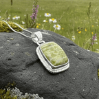 Connemara Marble Irish Rectangle Necklace in Sterling Silver Pendant La Vie Bien Connemara Marble Irish Rectangle Necklace in Sterling Silver