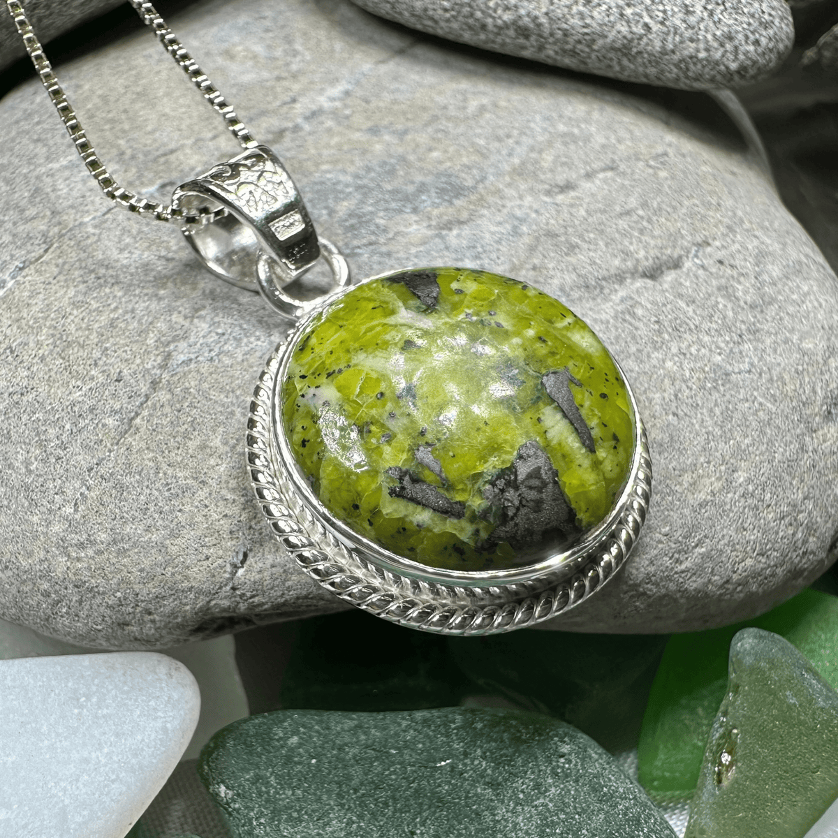 Connemara Marble Irish Round Necklace Pendant La Vie Bien Connemara Marble Irish Round Necklace