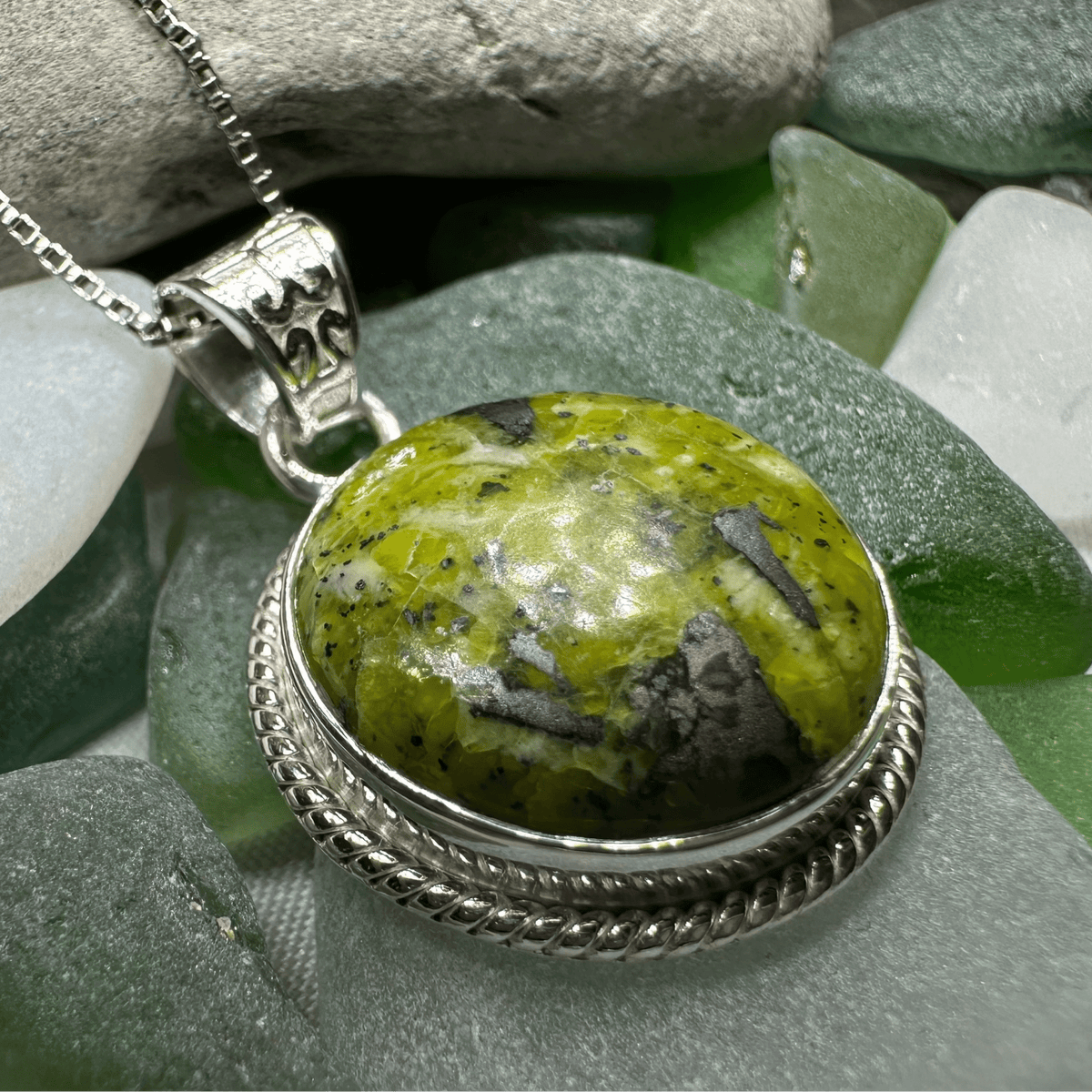 Connemara Marble Irish Round Necklace Pendant La Vie Bien Connemara Marble Irish Round Necklace