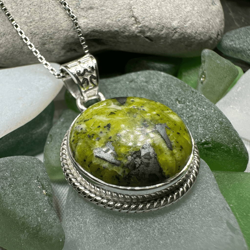 Connemara Marble Irish Round Necklace Pendant La Vie Bien Connemara Marble Irish Round Necklace