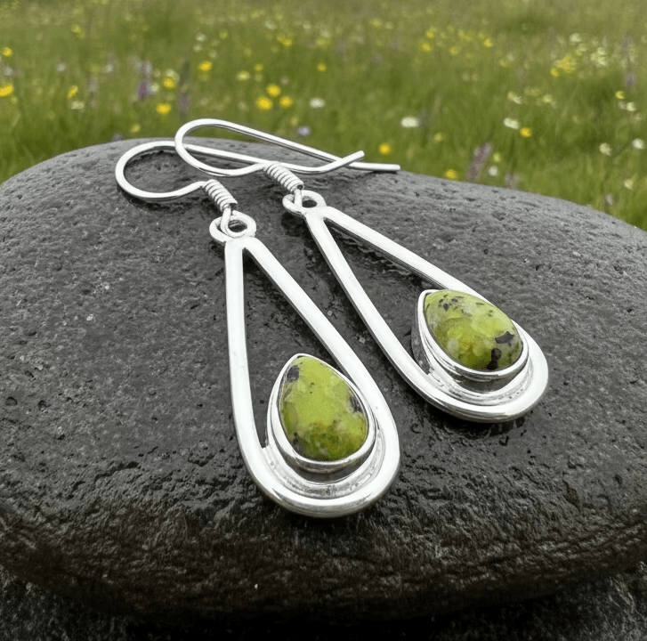 Connemara Marble Irish Sliabh Earrings in Sterling Silver Dangle Earrings La Vie Bien Connemara Marble Irish Sliabh Earrings in Sterling Silver
