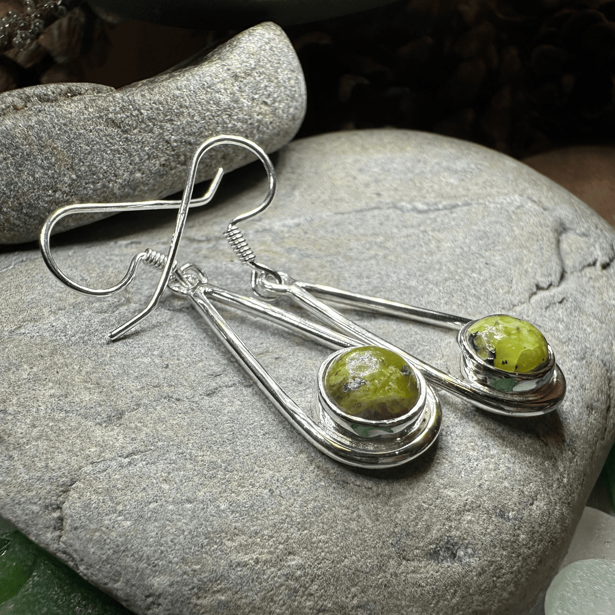 Connemara Marble Irish Sliabh Earrings in Sterling Silver Dangle Earrings La Vie Bien Connemara Marble Irish Sliabh Earrings in Sterling Silver