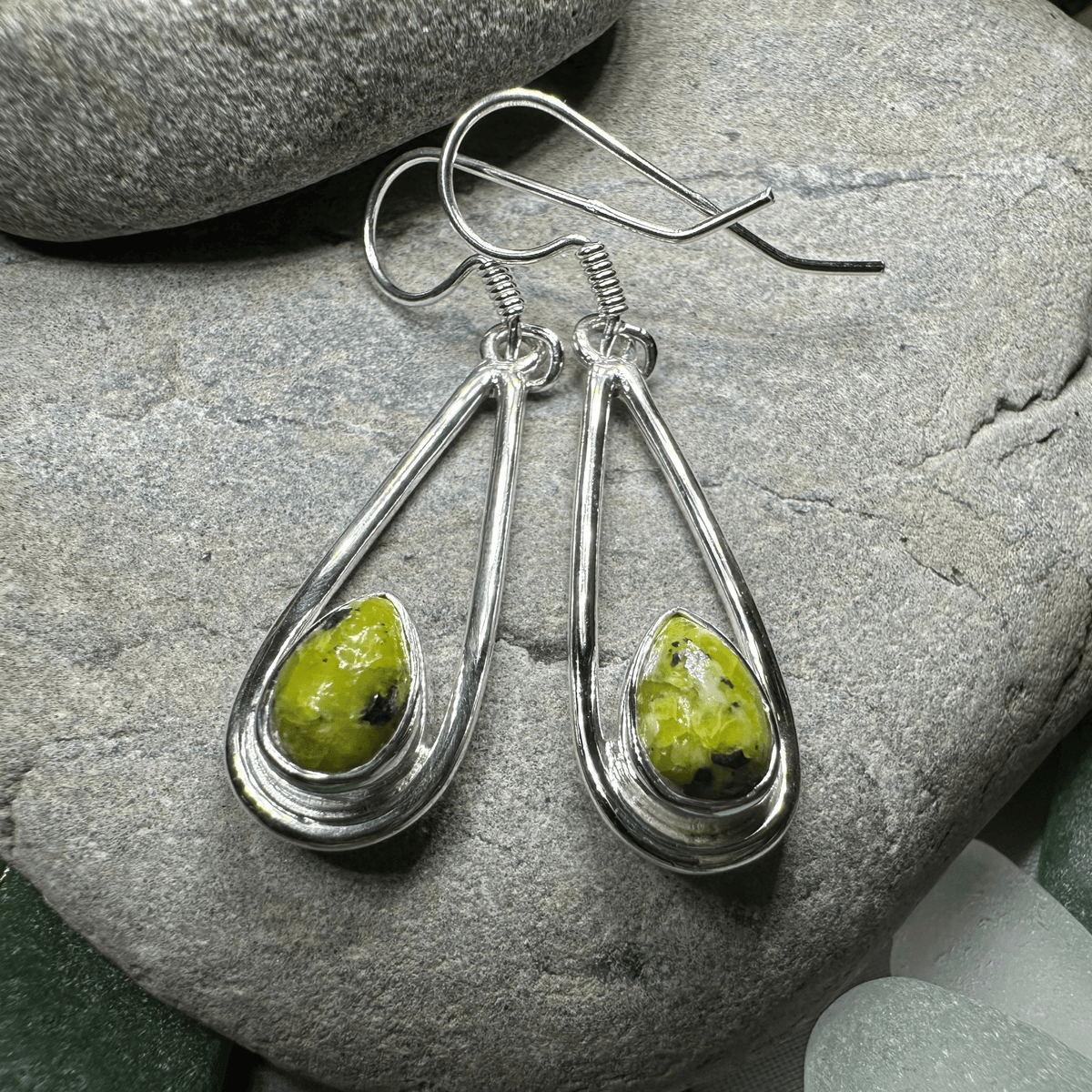 Connemara Marble Irish Sliabh Earrings in Sterling Silver Dangle Earrings La Vie Bien Connemara Marble Irish Sliabh Earrings in Sterling Silver