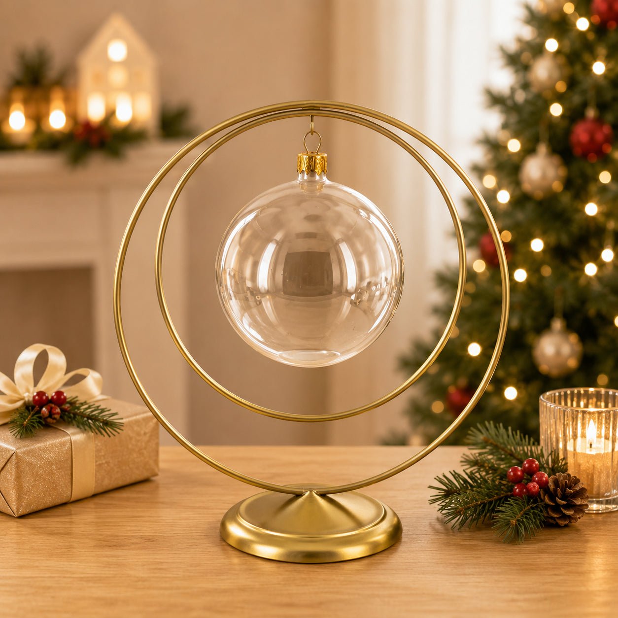Contemporary Double Circle Gold Metal Ornament Display Stand 8.2 Inches Ornament Stands La Vie Bien Contemporary Double Circle Gold Metal Ornament Display Stand 8.2 Inches